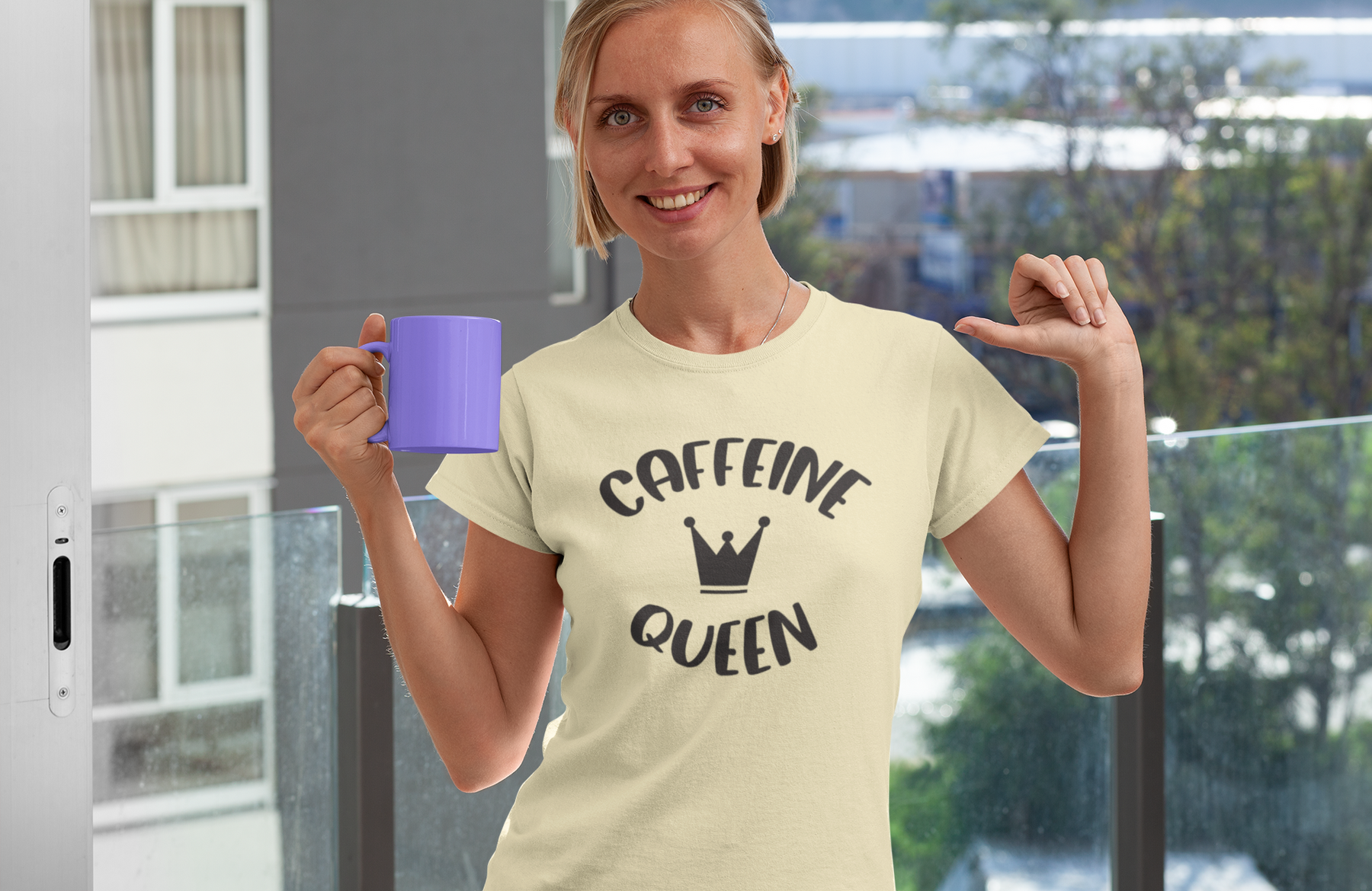 👑☕ Caffeine Queen – Bold Coffee Statement | DTF Transfer FT944