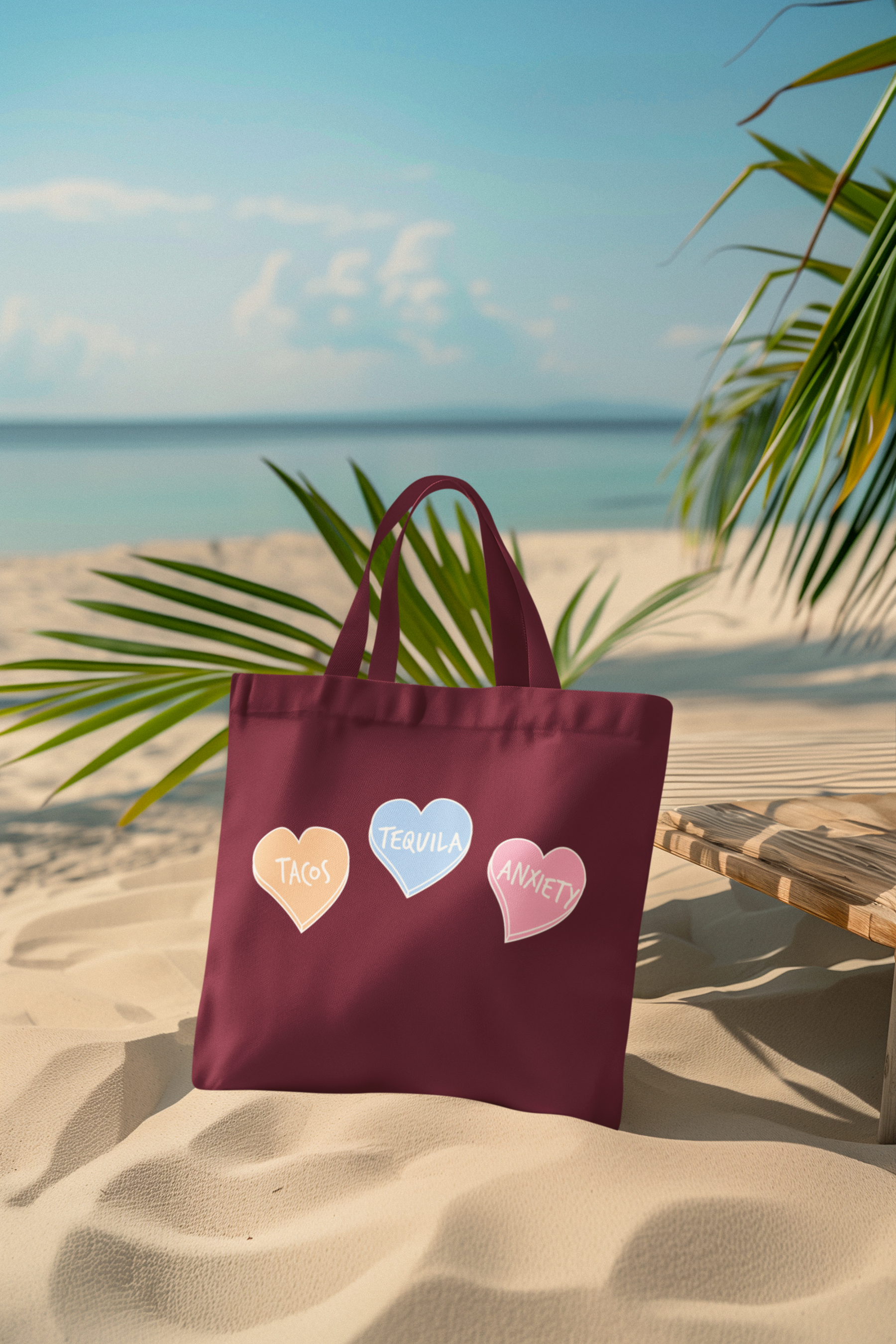 🌮 Tacos • Tequila • Anxiety Pastel Candy Heart Trio Design DTF Transfer FT409