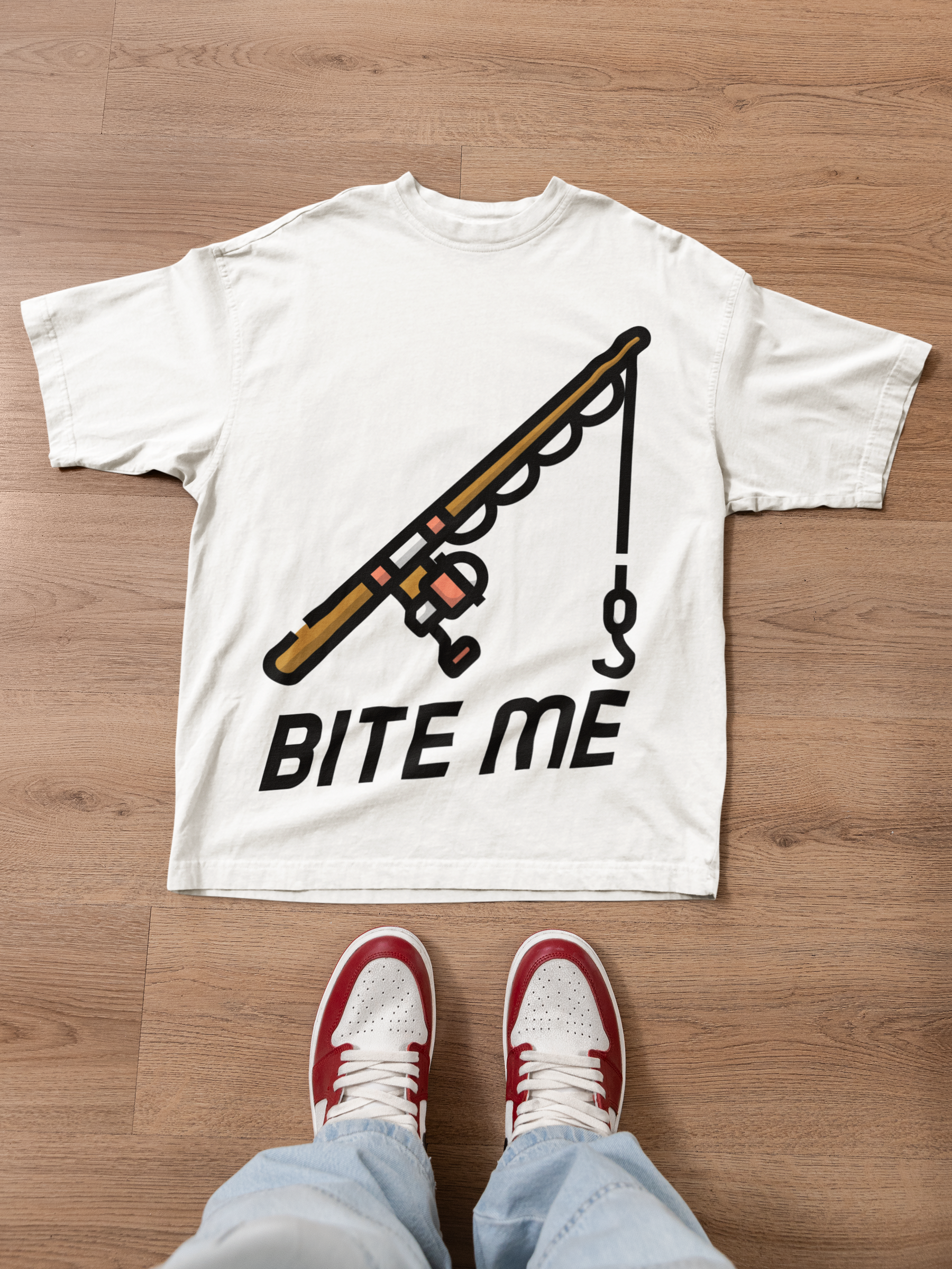 🎣 Bite Me – Minimal Fishing Rod DTF Transfer FT834