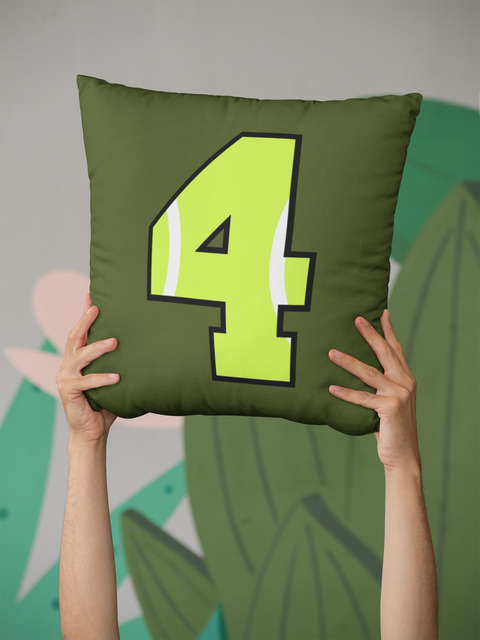 🎾 “4” – Four – Neon Green Tennis-Style Numeric | DTF Transfer FT1044