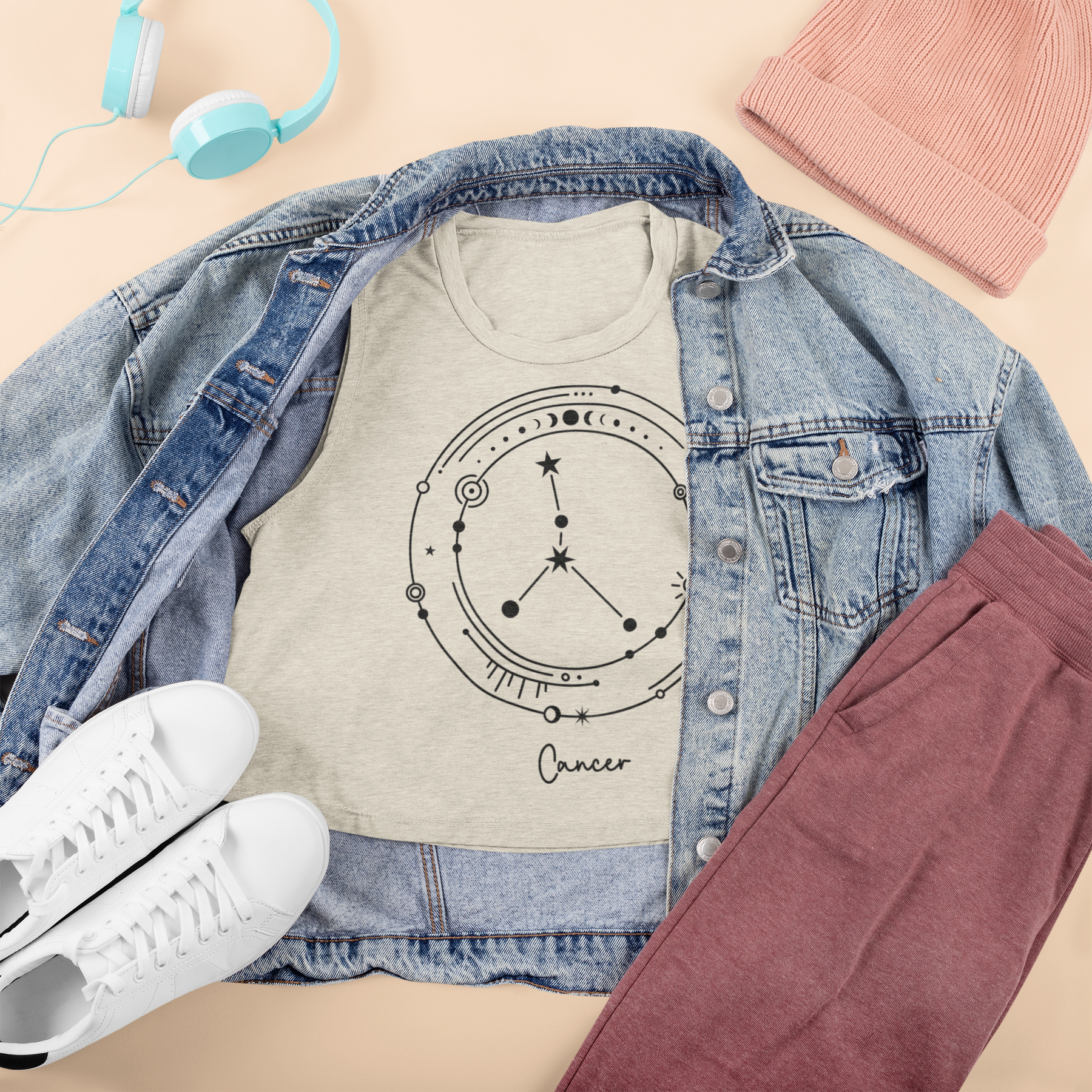 ♋ Cancer – Celestial Symbol | Minimal Astrology DTF Transfer FT794