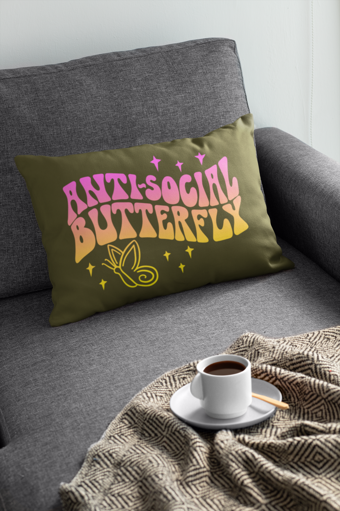 🦋💛 “Anti-Social Butterfly” DTF Transfer in Black FT505