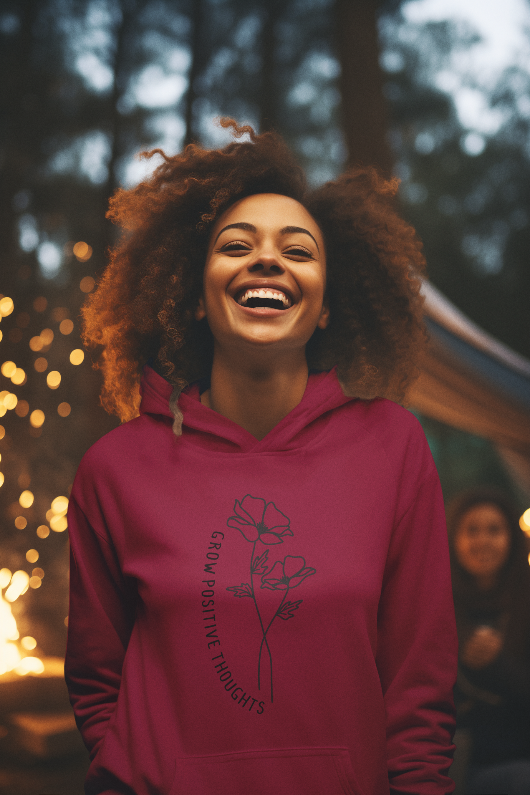 🖤 Grow Positive Thoughts – Charcoal Floral Line Art | Minimal DTF Transfer FT814