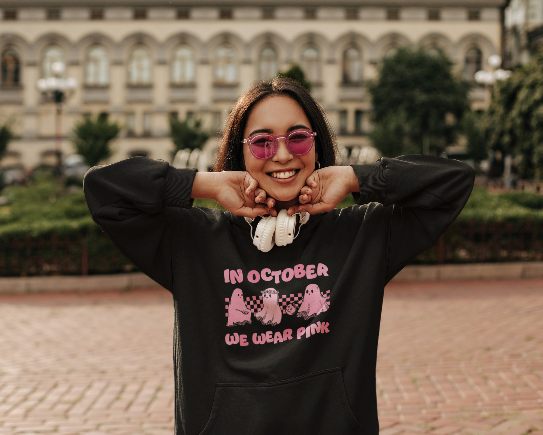 🎀🌸 In October We Wear Pink Ghosts Design DTF Transfer FT299