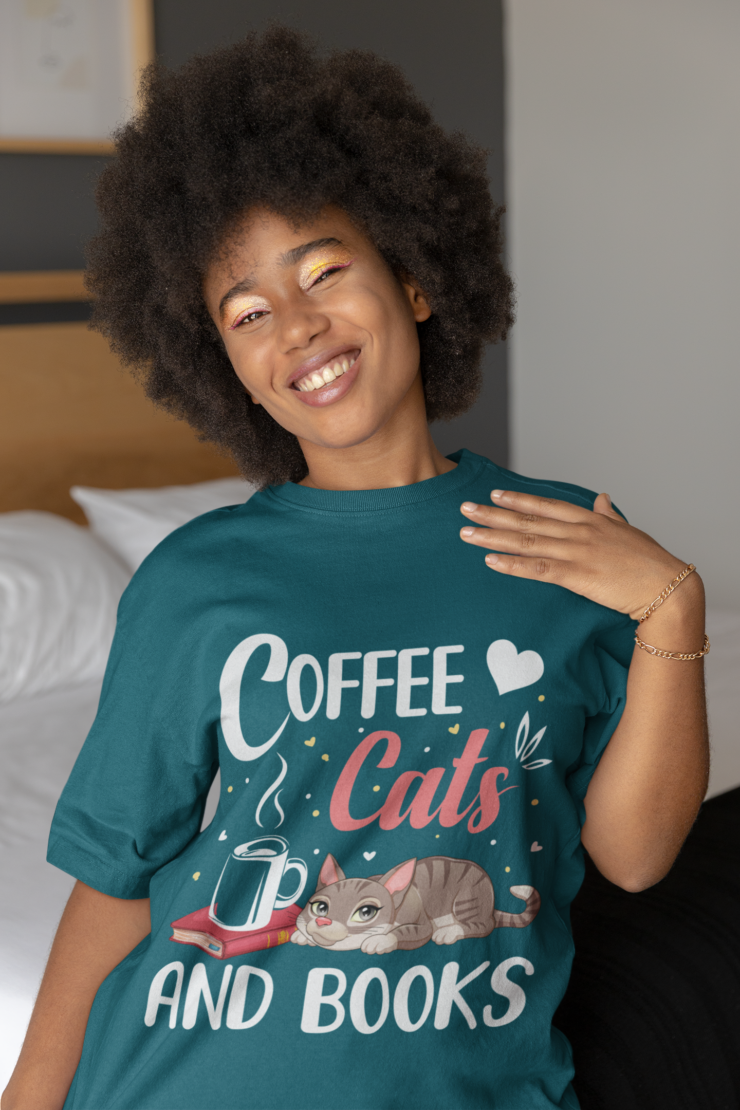 ☕🐱 Coffee, Cats and Books | Cozy Bookish DTF Transfer FT781