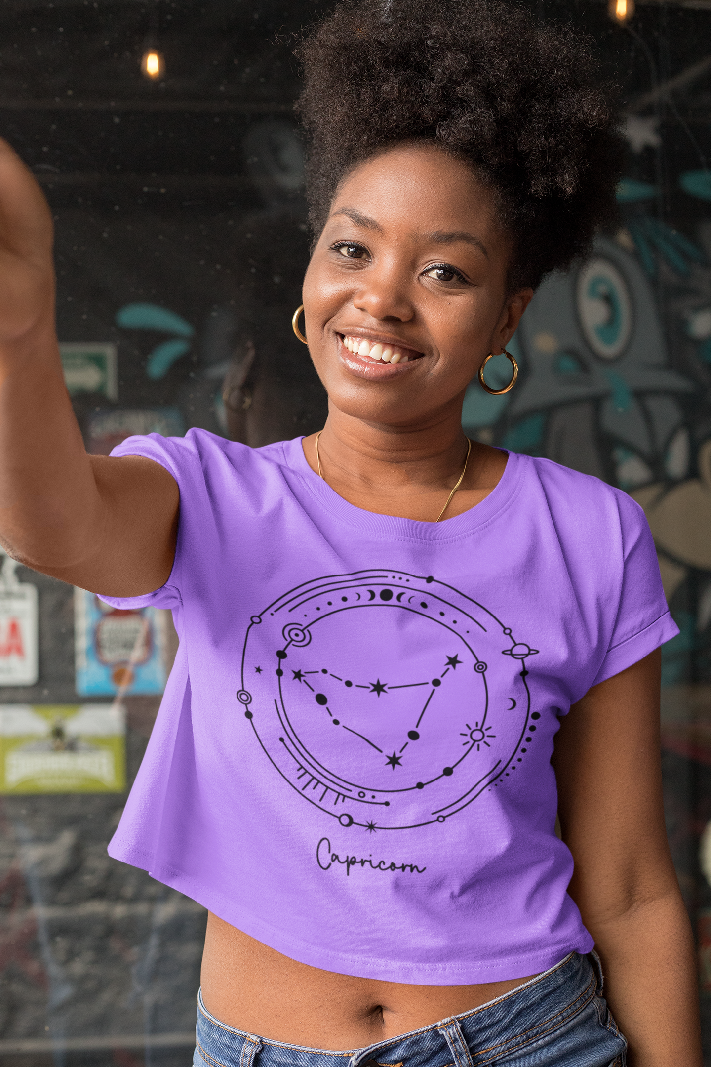 ♑ Capricorn – Celestial Symbol | Minimal Astrology DTF Transfer FT793