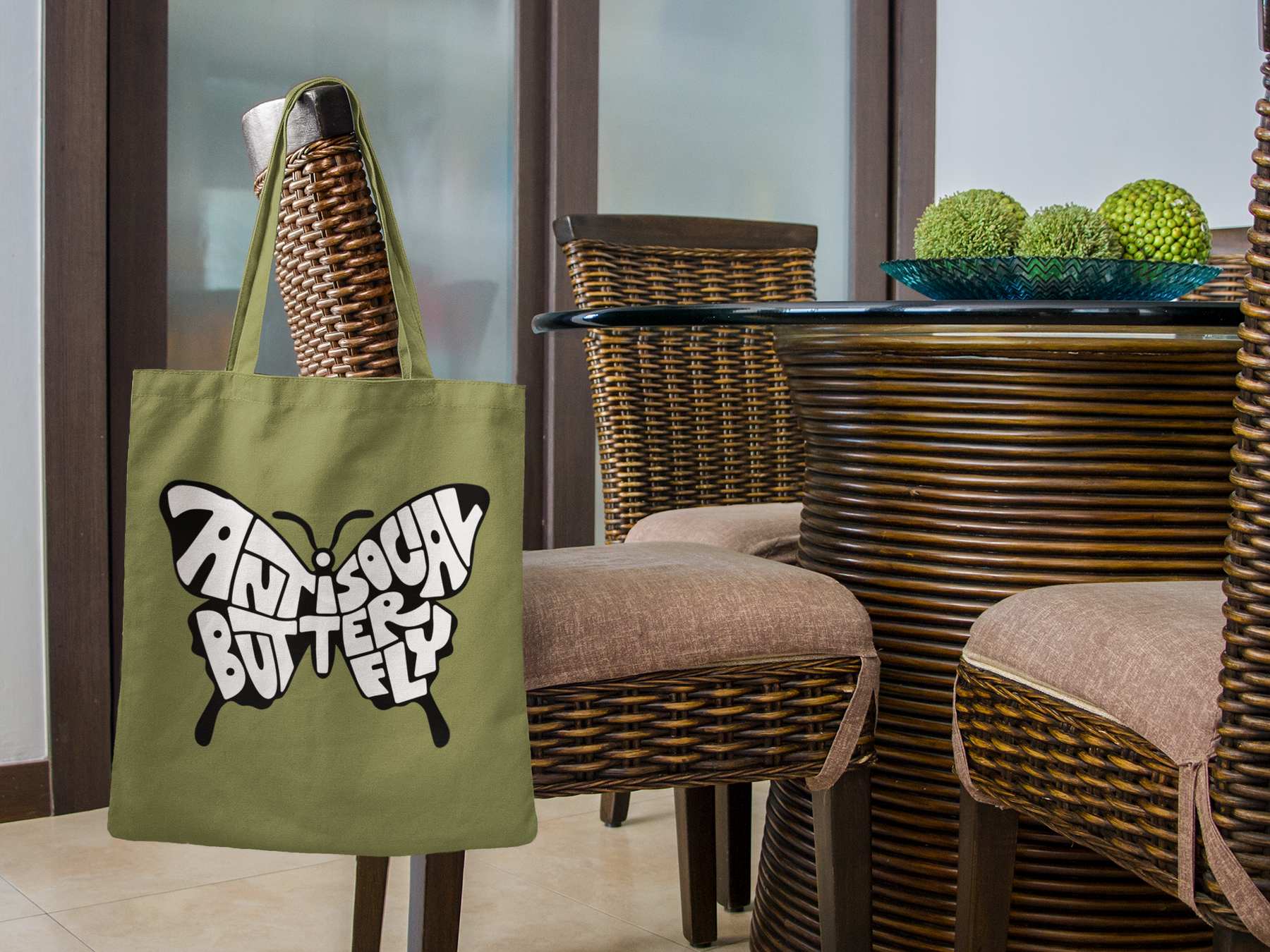 🦋💛 “Anti-Social Butterfly” in White DTF Transfer in Black FT507