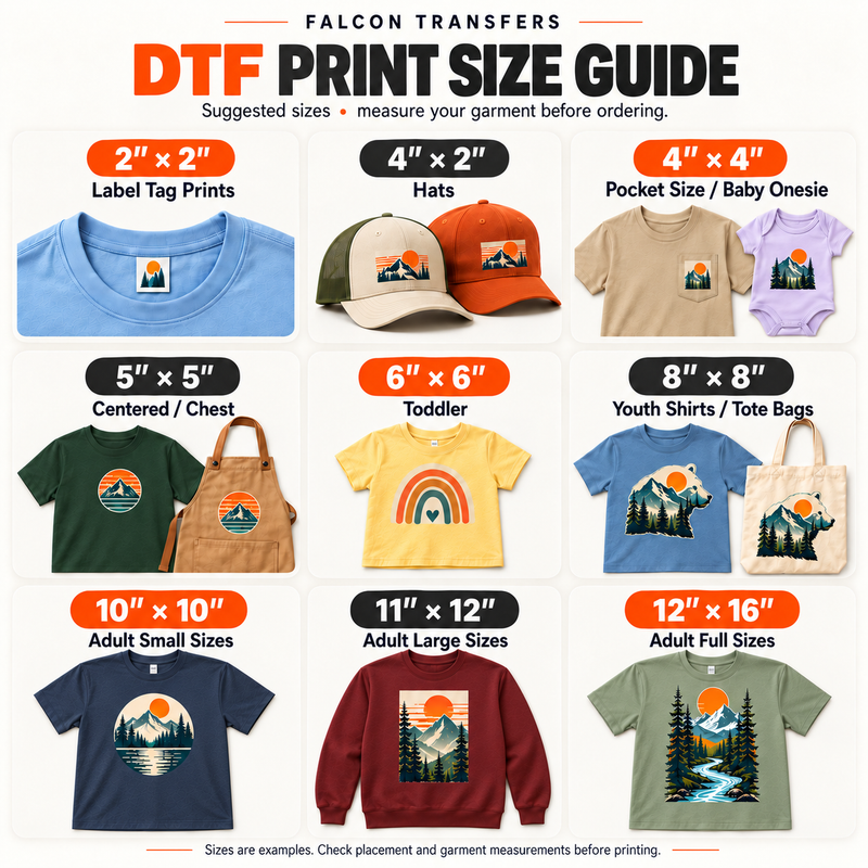 DTF Transfers By Size - Upload Your Design