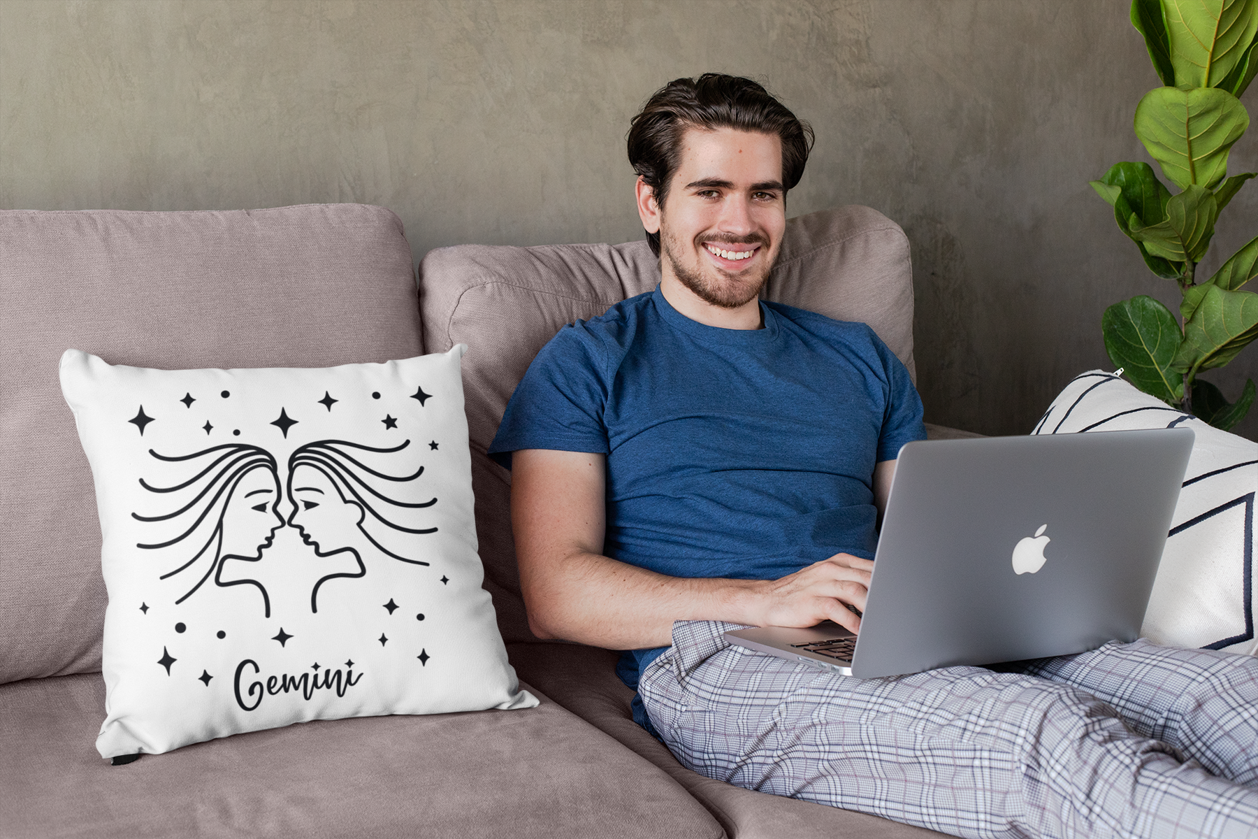 ♊✨ Gemini Zodiac – Dual Mind Black DTF Transfer FT910