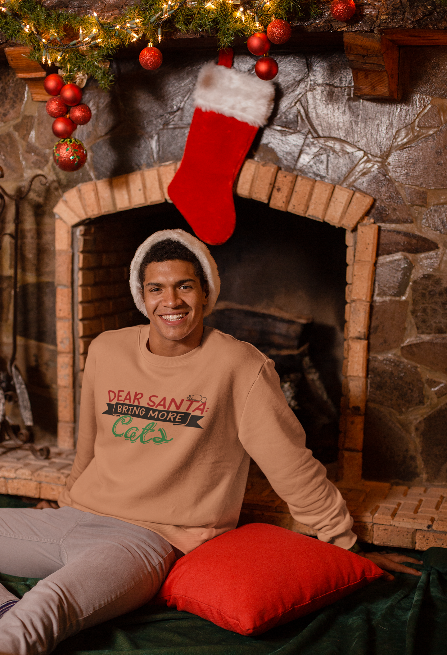 Dear Santa: Bring More Cats – Cute & Cozy Holiday Pet Lover Design in Black FT490