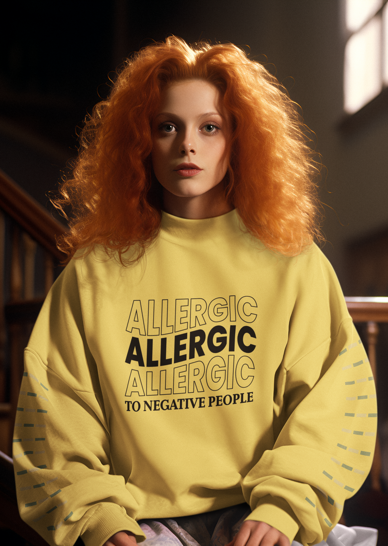 🖤⚡ ALLERGIC TO NEGATIVE PEOPLE – Bold Typography Black Font DTF Transfer FT612