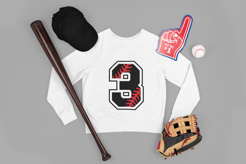 ⚾ Athletic Number “3” – Baseball Stitch | DTF Transfer FT1167
