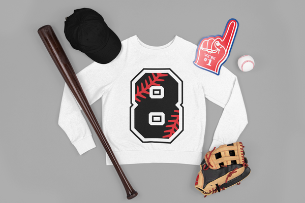 ⚾ Athletic Number “8” – Baseball Stitch | DTF Transfer FT1172