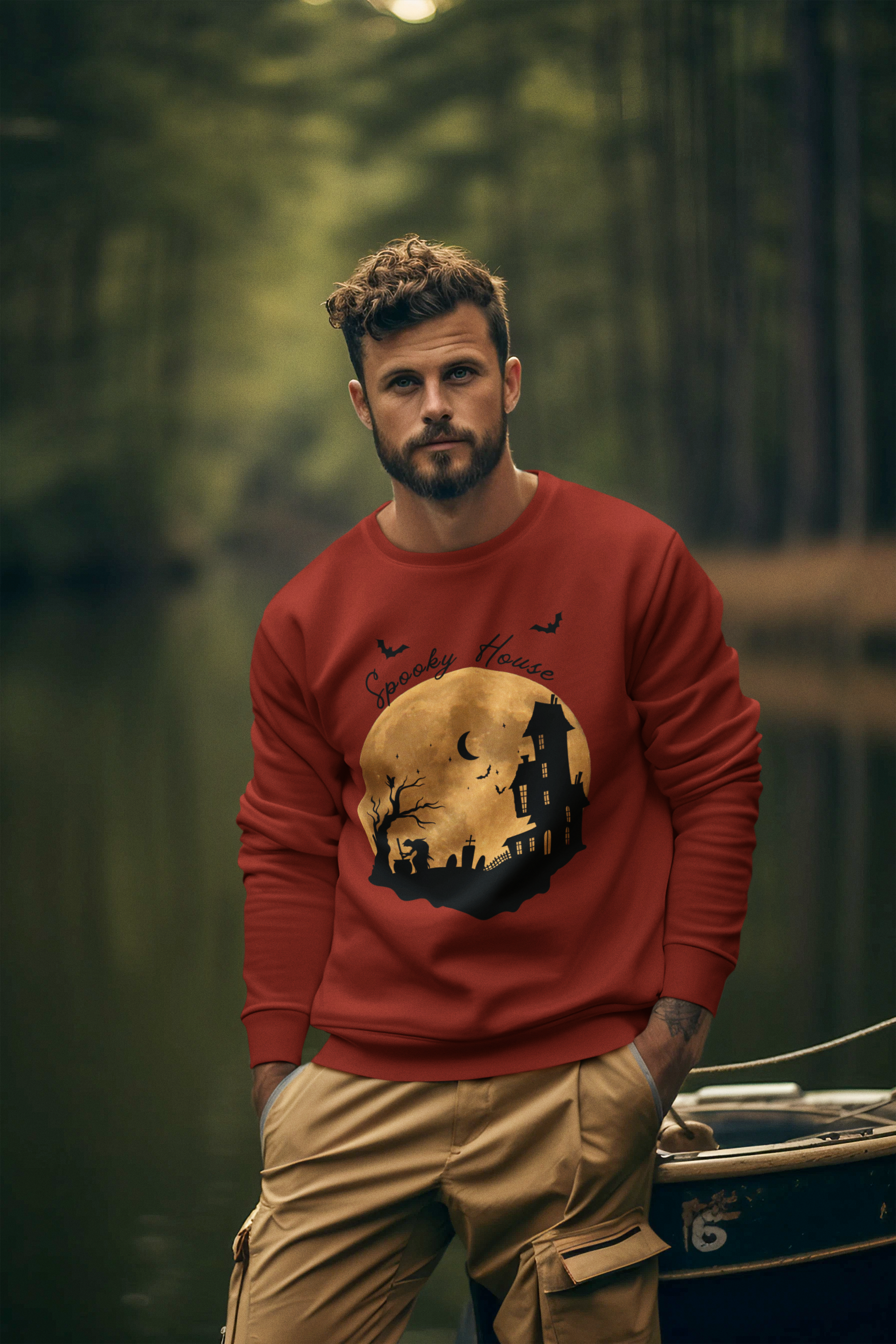 🌕 Haunted Moon Silhouette Black DTF Transfer FT547