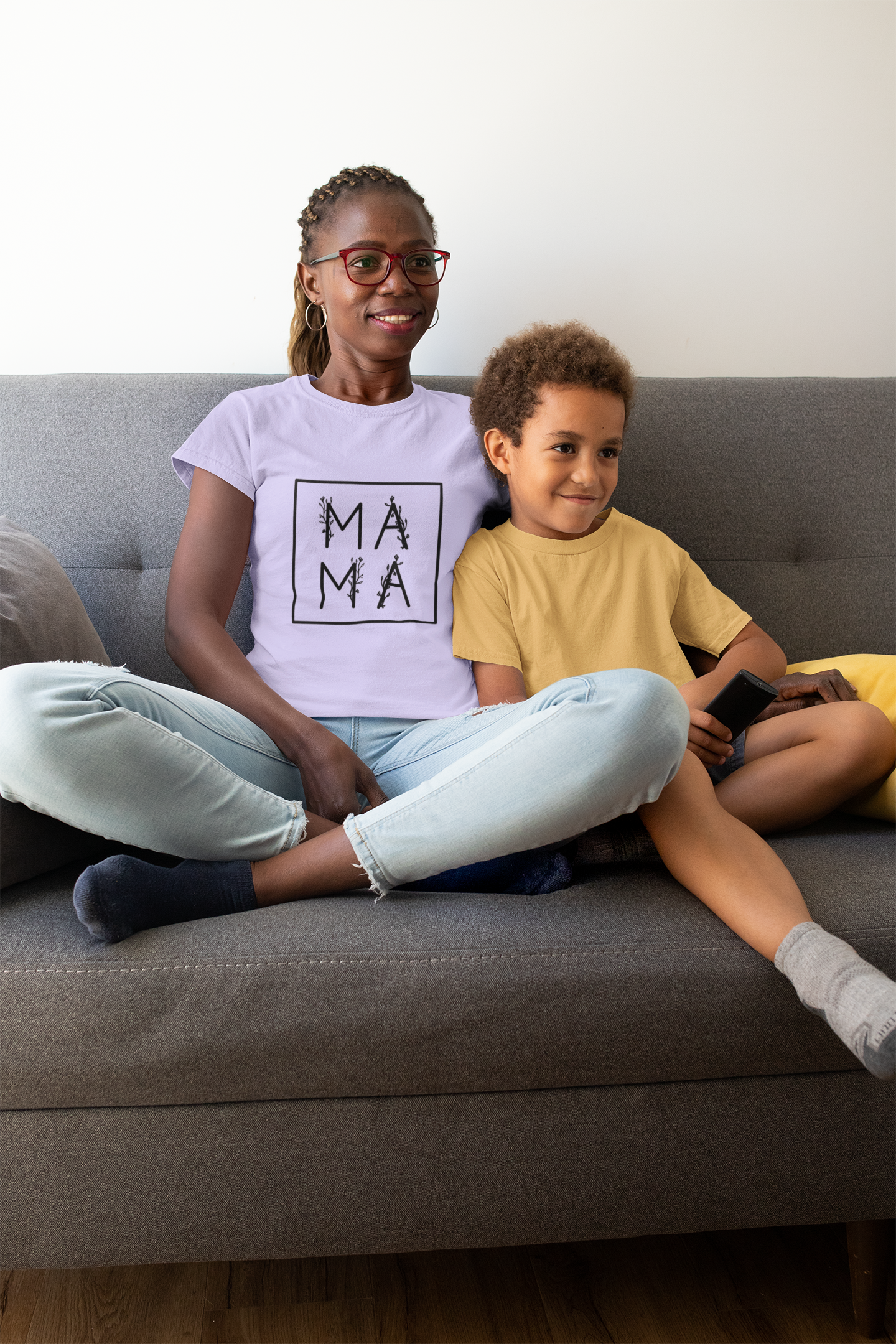 🖤 Mama – Floral Black Typography DTF Transfer FT874