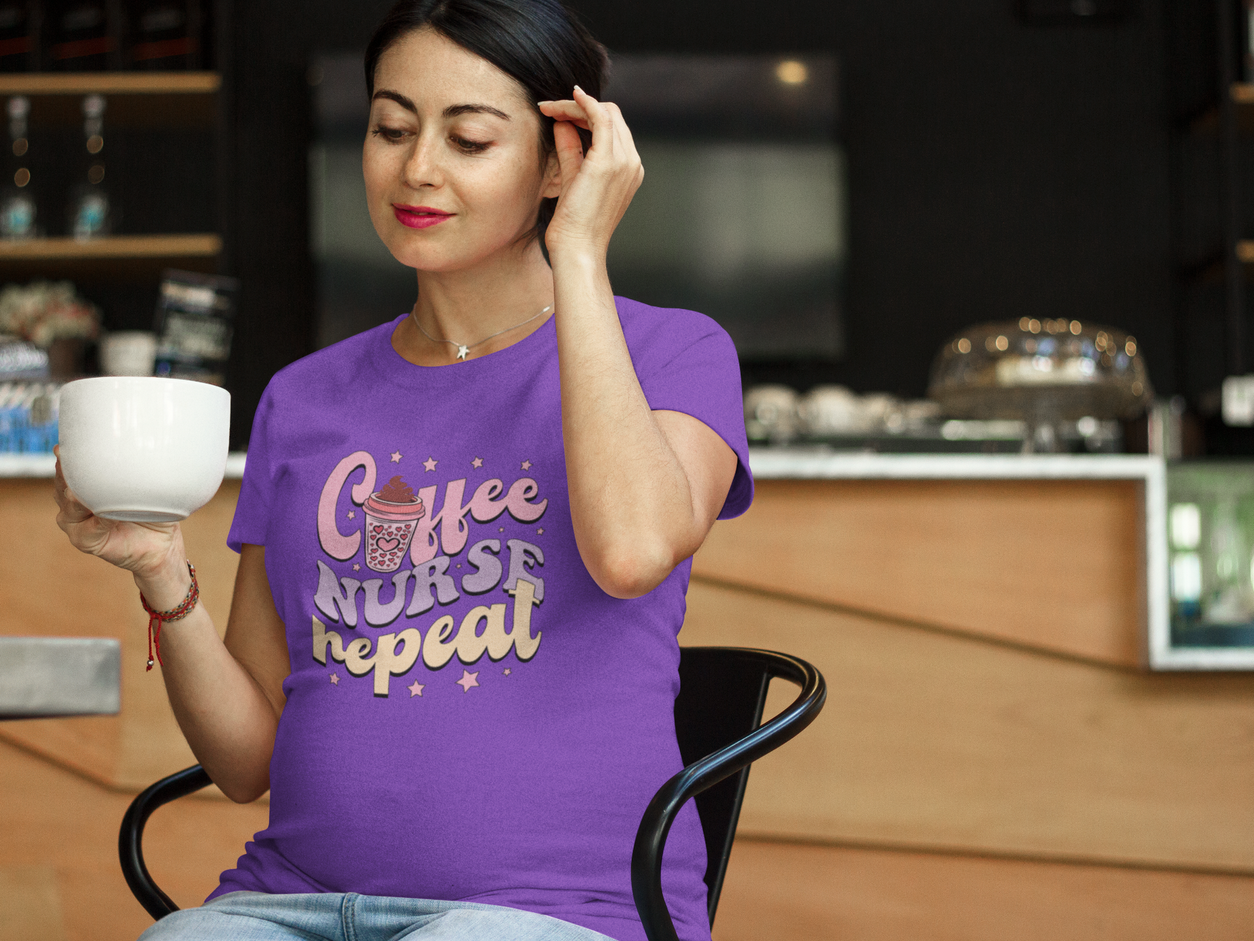 ☕💉 Coffee Nurse Repeat Design DTF Transfer FT208