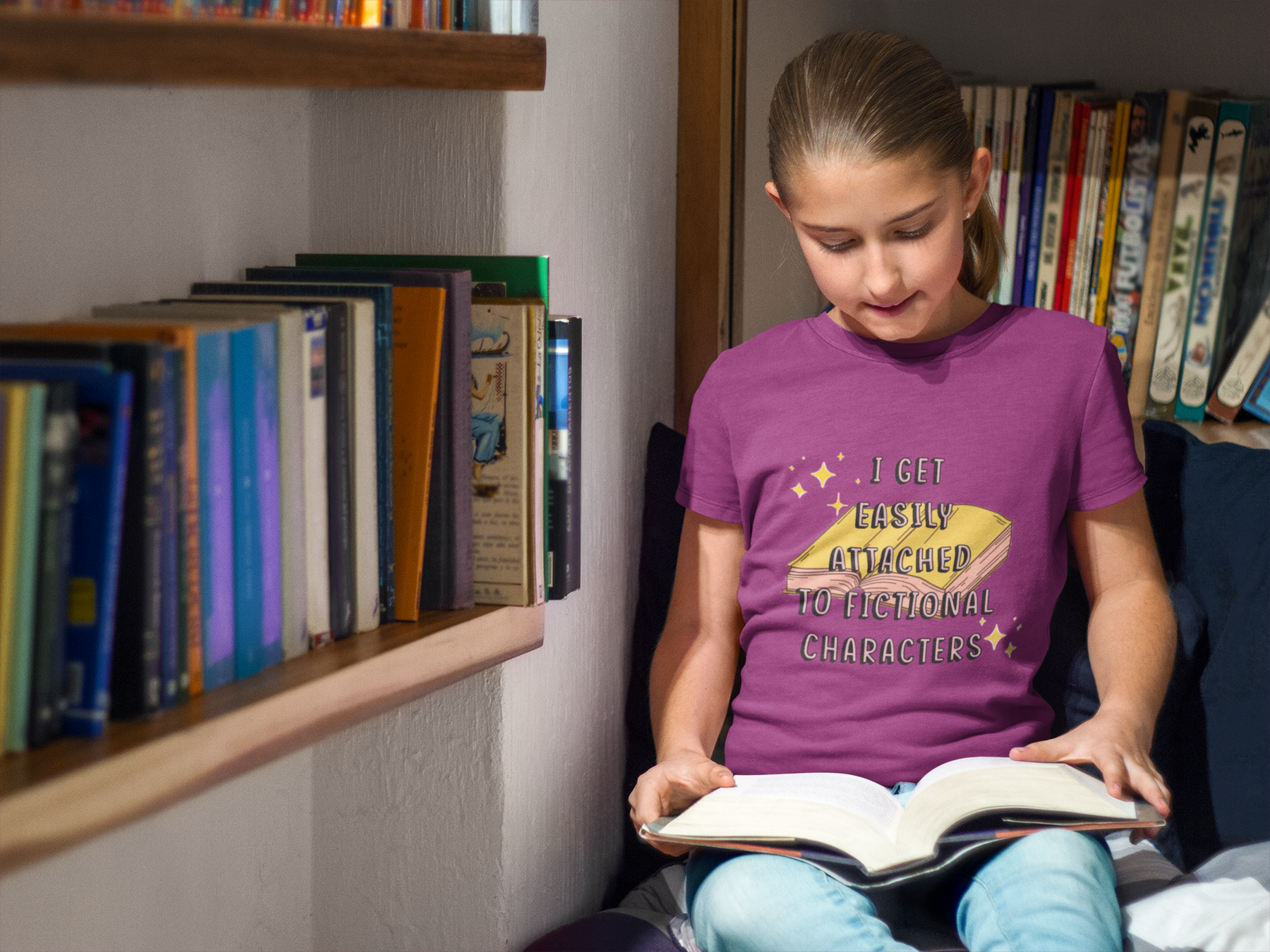 📚✨ I Get Easily Attached to Fictional Characters – Book Lover DTF Transfer FT884