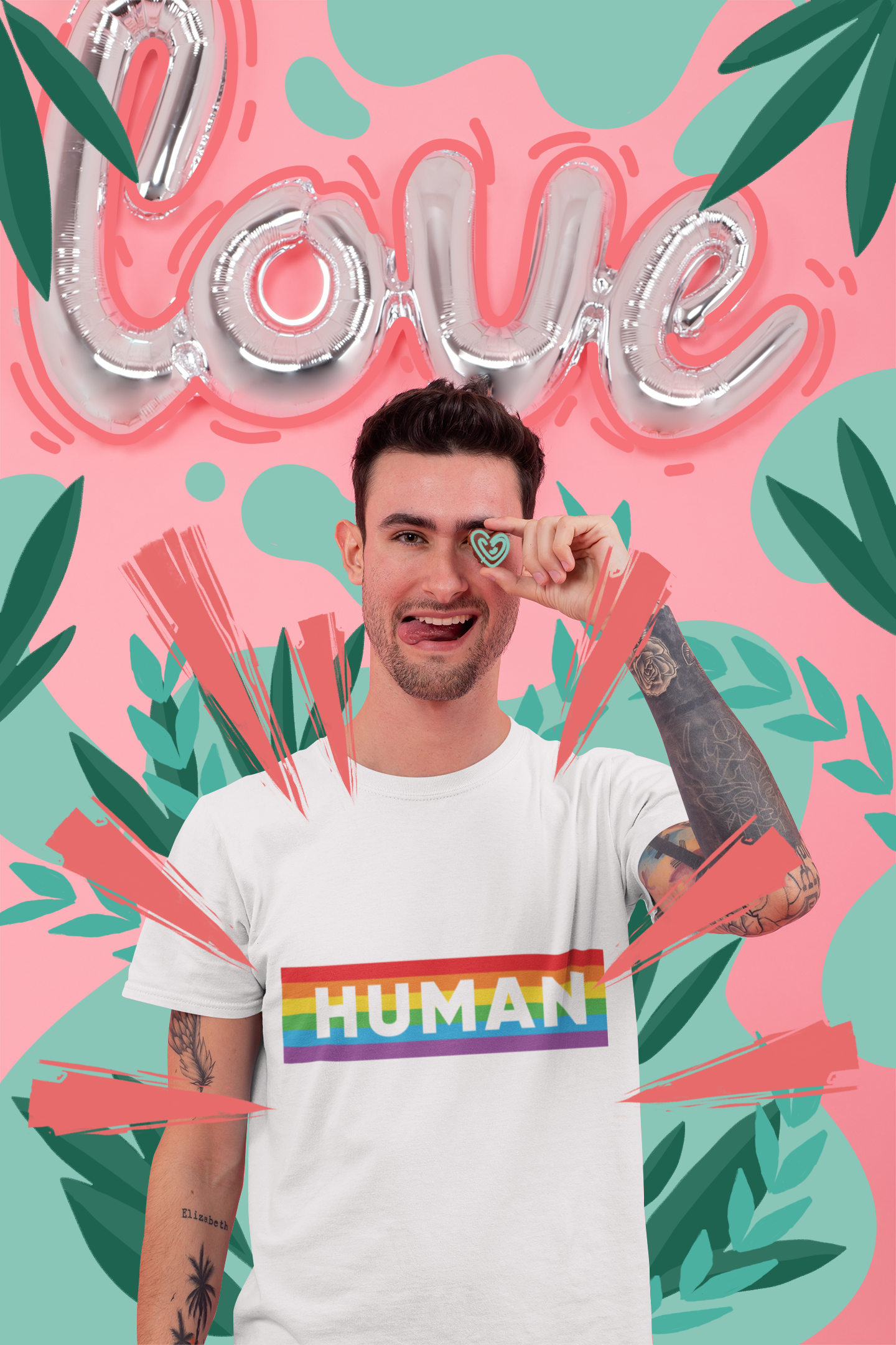 🌈 HUMAN – Rainbow Statement Typography | DTF Transfer FT803