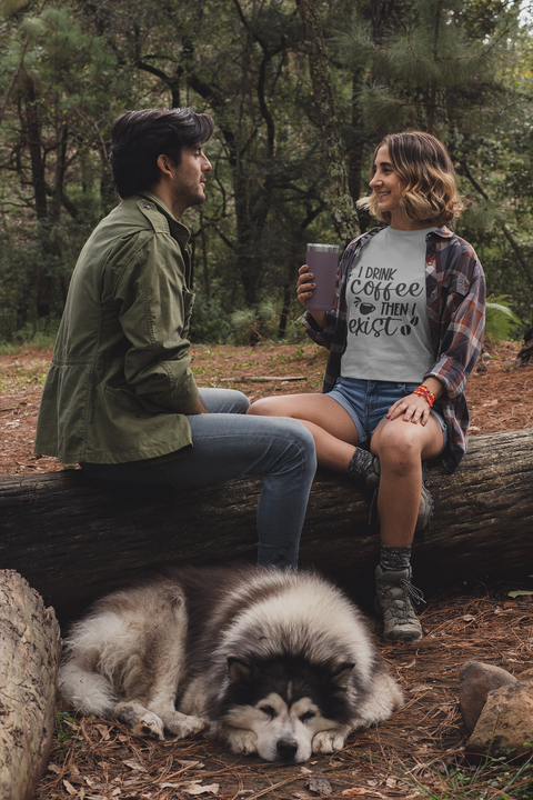 ☕🖤 I Drink Coffee Then I Exist – Minimal Coffee Quote | DTF Transfer FT947