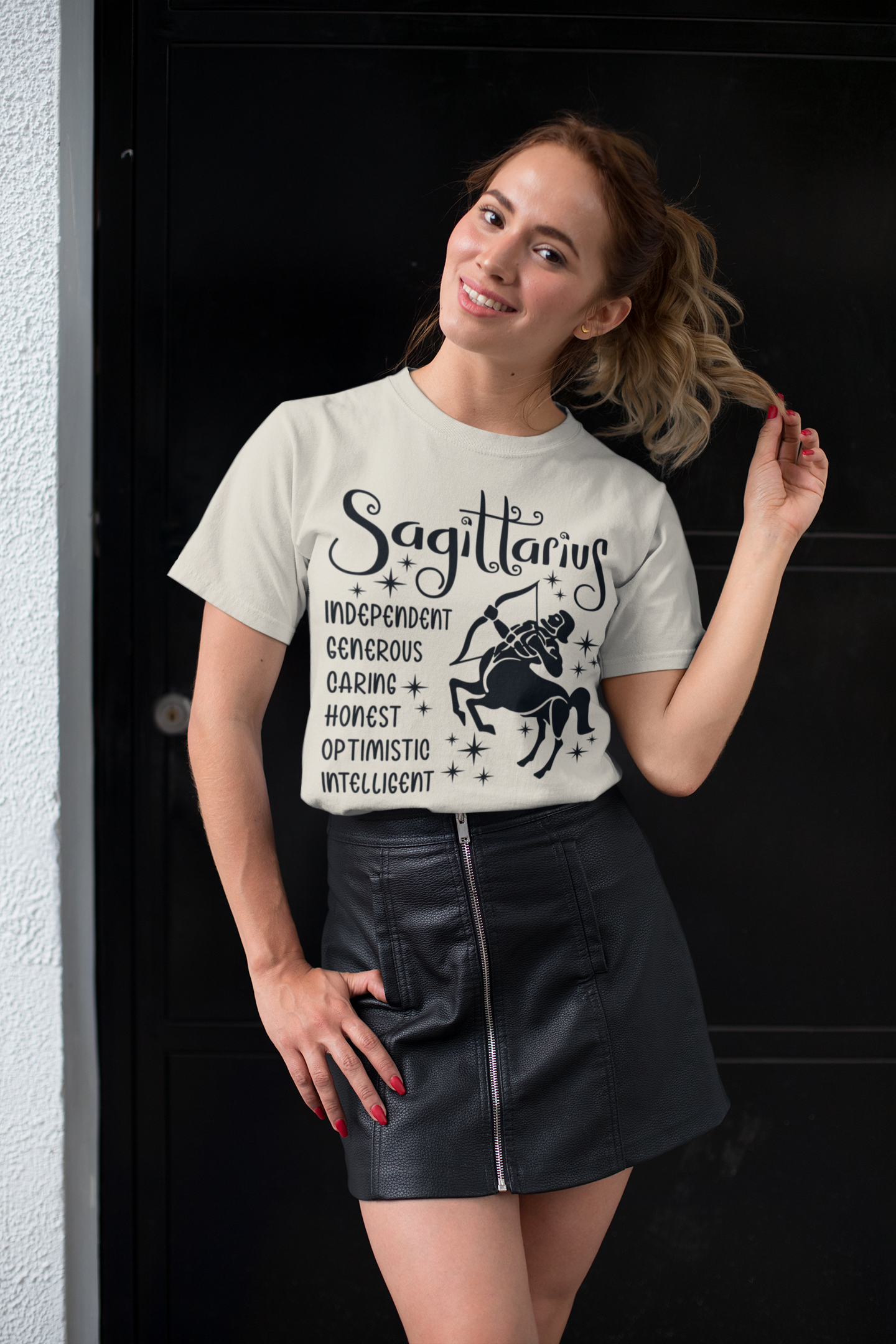 ♐🏹 Sagittarius Zodiac – Free Spirit Black DTF Transfer FT896