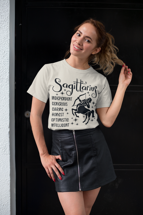 ♐🏹 Sagittarius Zodiac – Free Spirit Black DTF Transfer FT896