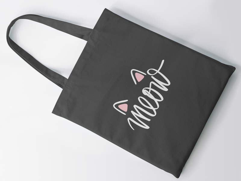 🐾 Meow Cat Pink Ears White Font DTF Transfer FT586