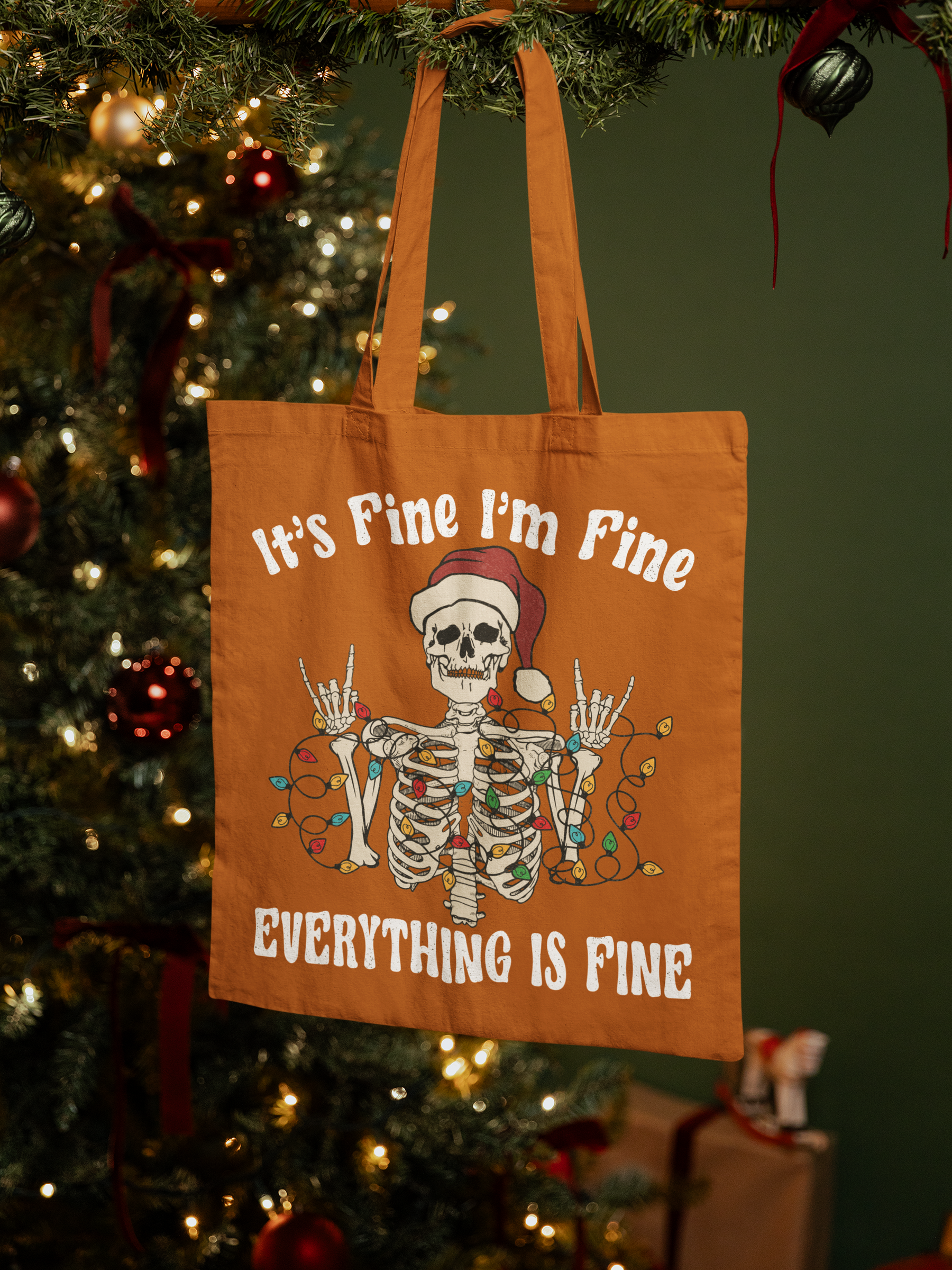 🎄 “It’s Fine I’m Fine – Everything Is Fine” Christmas Skeleton DTF Transfer FT454