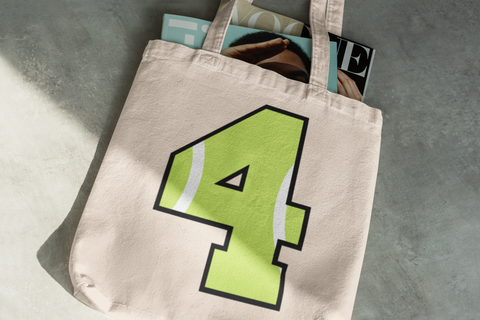 🎾 “4” – Four – Neon Green Tennis-Style Numeric | DTF Transfer FT1044