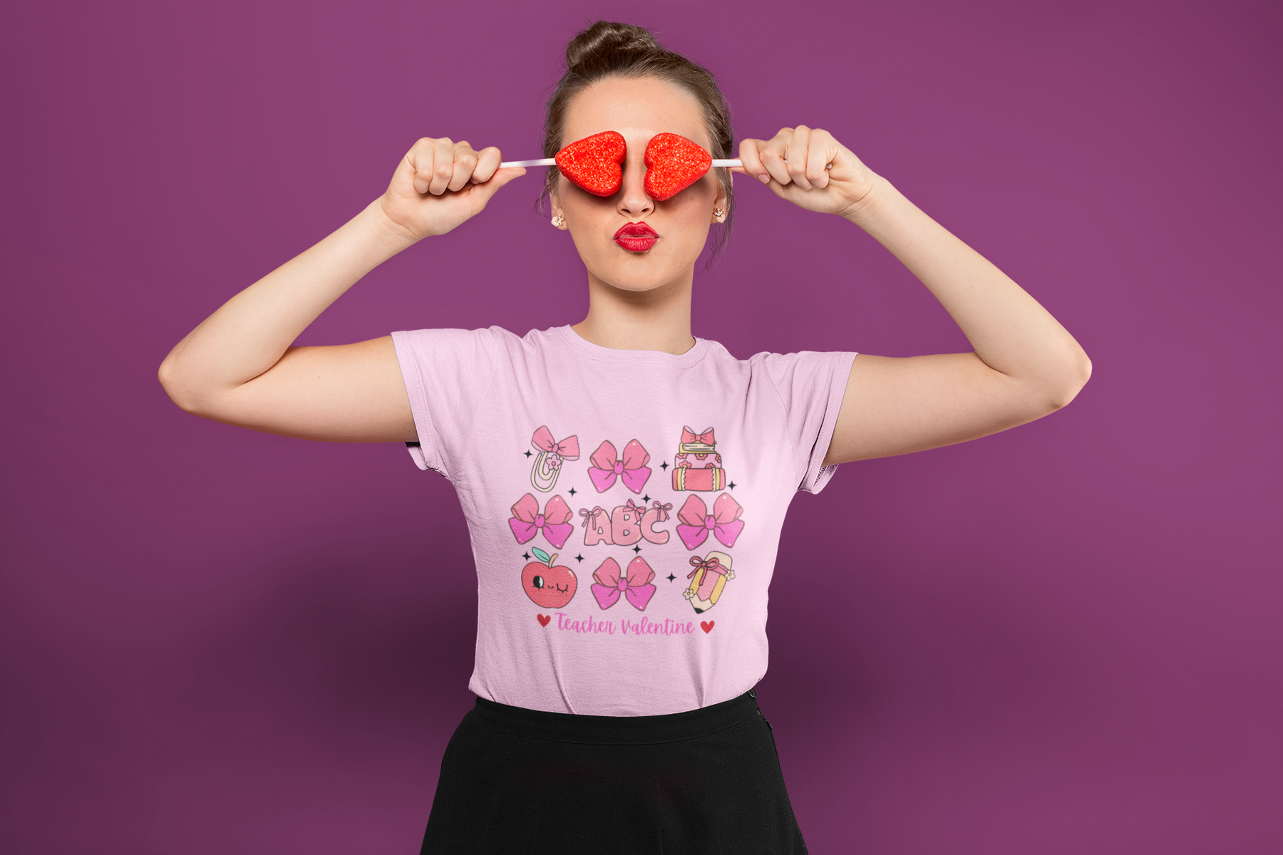 🎀 Teacher Valentine Bow Clipart Set – ABC School Love | DTF Transfer FT1125