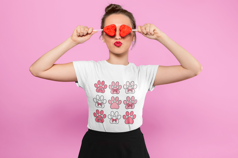 💕 Pink Paw Love – Valentine’s Day | DTF Transfer FT1107