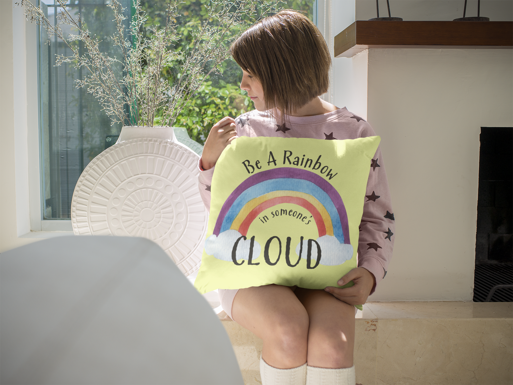 🌈☁️ Be A Rainbow in Someone’s Cloud – Inspirational Black Font DTF Transfer FT614