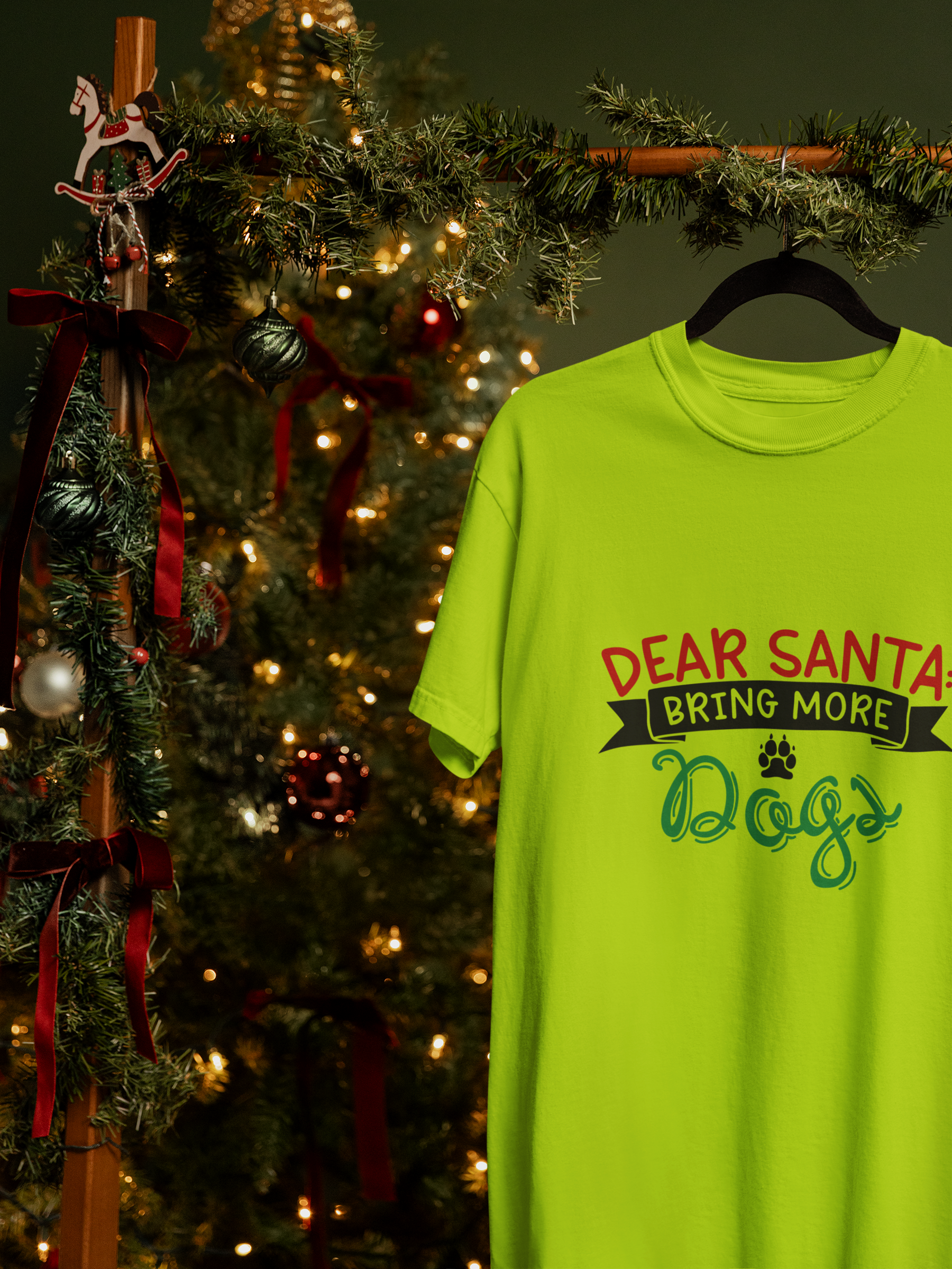 Dear Santa: Bring More Dogs – Cute Holiday Pet Lover Design in Black FT489