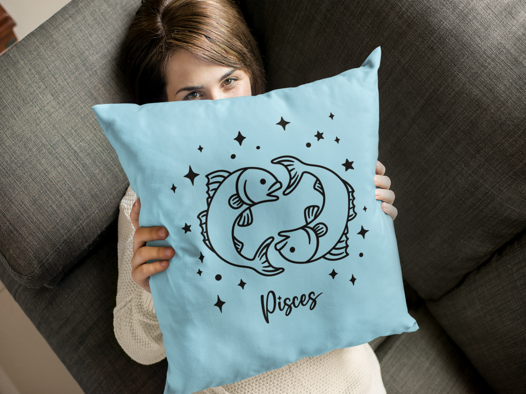 ♓🐟 Pisces Zodiac – Dreamer Soul Black DTF Transfer FT900